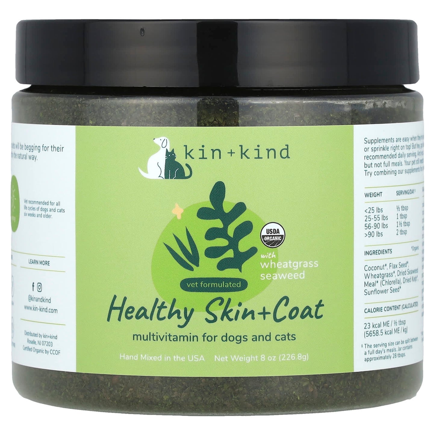 Kin+Kind, Healthy Skin + Coat, Multivitamin For Dogs and Cats, 8 oz (226.8 g) - Image 1