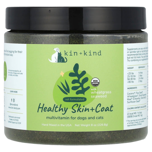 Kin+Kind, Healthy Skin + Coat, Multivitamin For Dogs and Cats, 8 oz (226.8 g) - Image 1