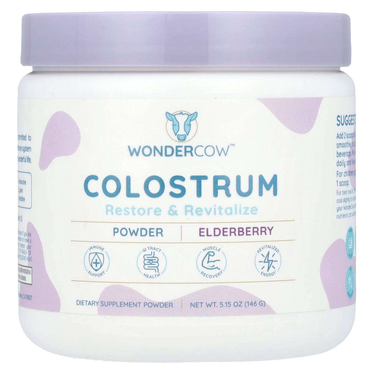 Wondercow, Colostrum Powder, Elderberry, 5.15 o (146 g) - Image 1
