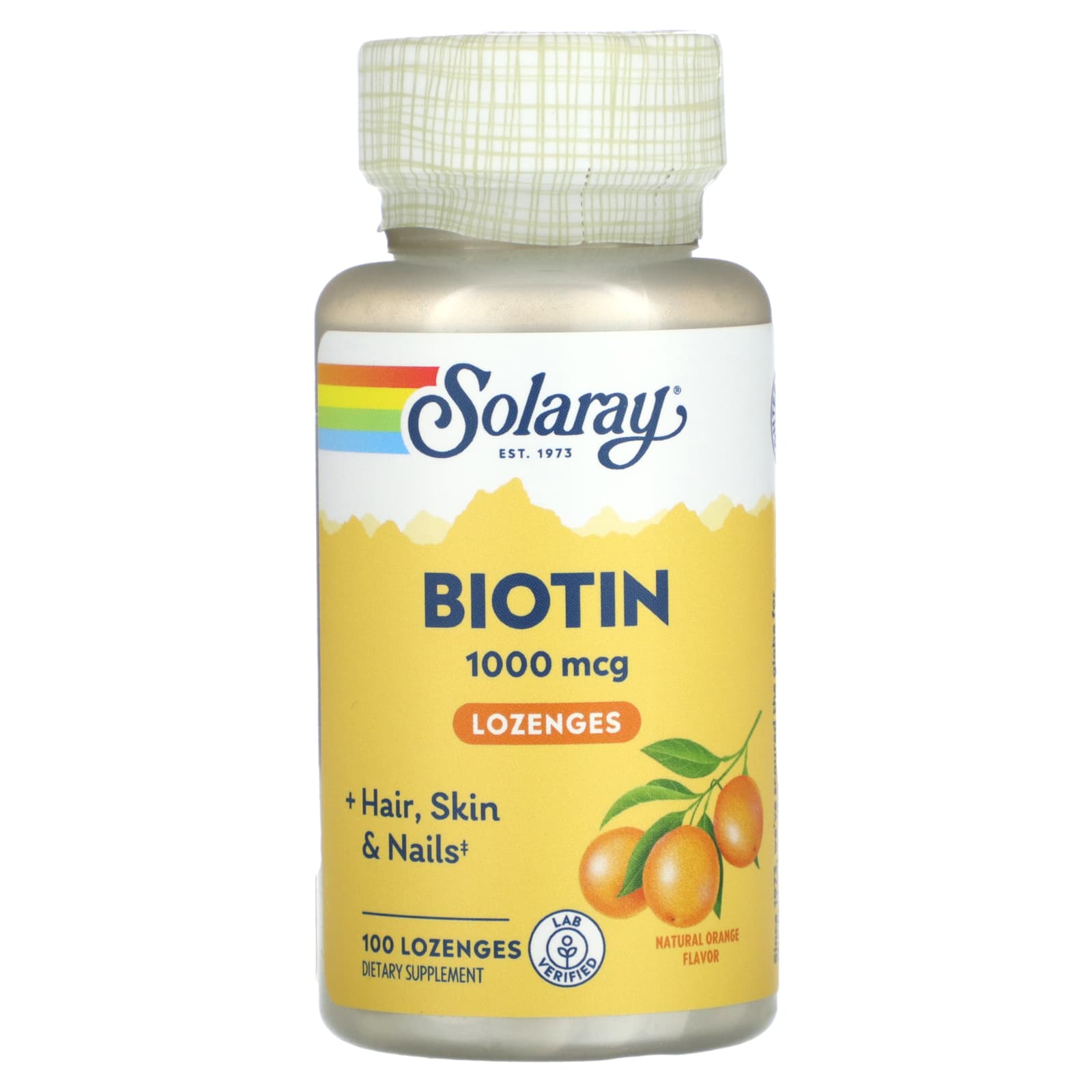 Solaray, Biotin, Natural Orange, 1,000 mcg , 100 Lozenges - Image 1
