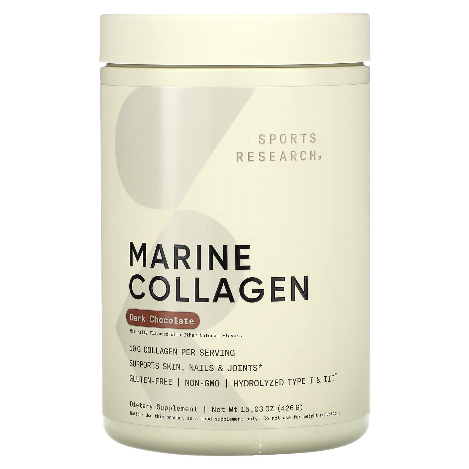 Sports Research, Marine Collagen, Dark Chocolate, 15.03 oz (426 g) - Image 1