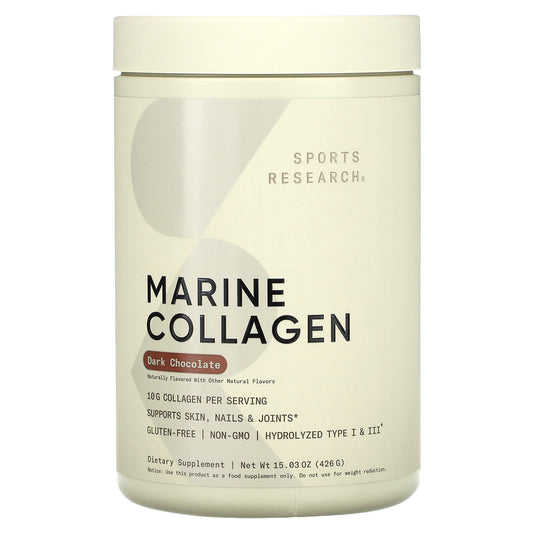 Sports Research, Marine Collagen, Dark Chocolate, 15.03 oz (426 g) - Image 1