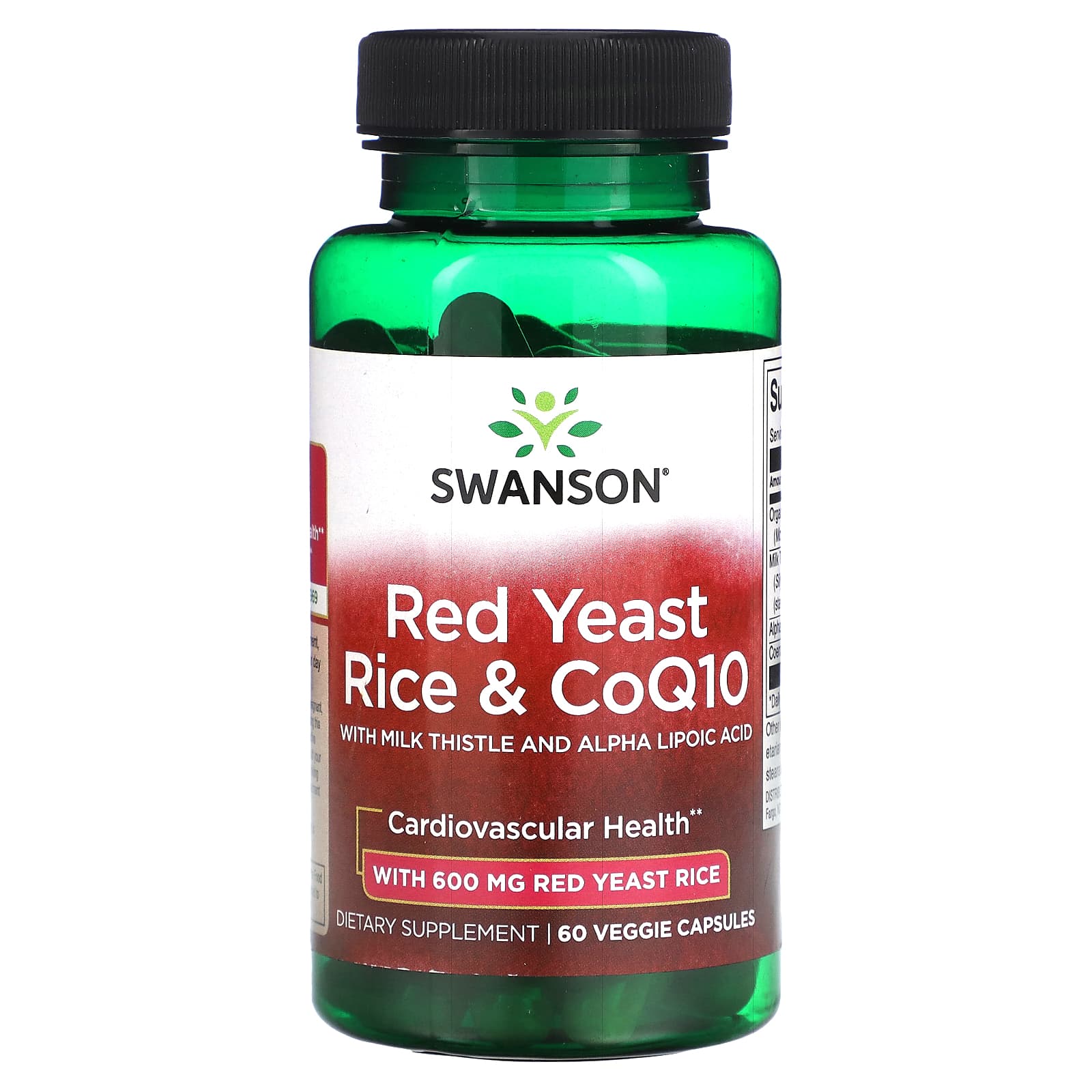 Swanson, Red Yeast Rice & CoQ10 with Milk Thistle and Alpha Lipoic Acid, 60 Veggie Capsules - Image 1