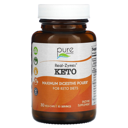 Pure Essence, Real-Zymes, Keto, 30 Vegi-Caps - Image 1