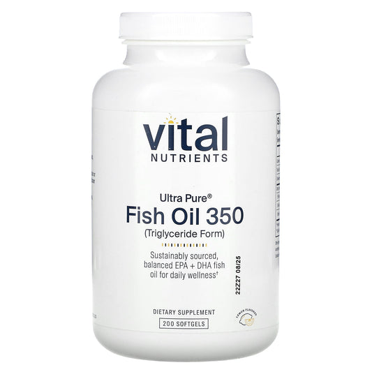 Vital Nutrients, Ultra Pure, Fish Oil 350, Lemon, 200 Softgels - Image 1