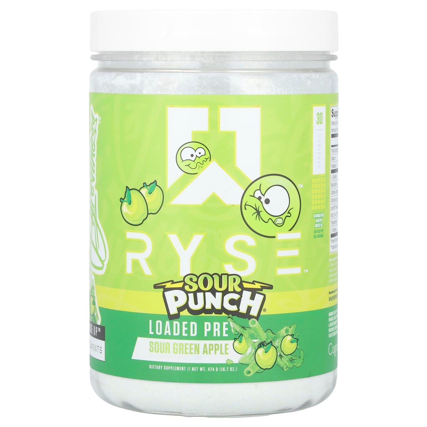 RYSE, Loaded Pre, Sour Punch® Sour Green Apple, 16.7 oz (474 g) - Image 1
