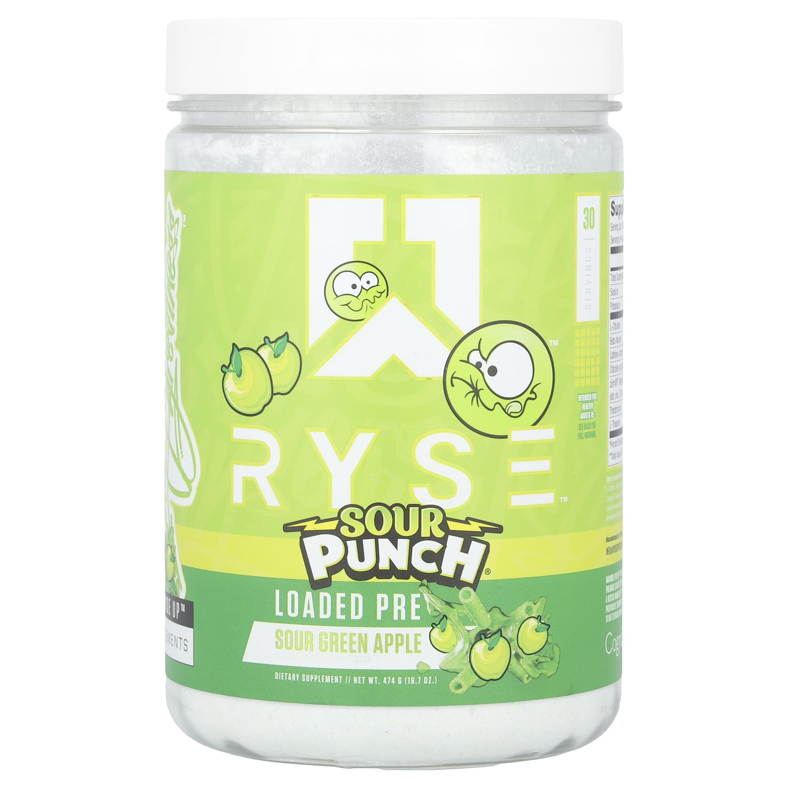 RYSE, Loaded Pre, Sour Punch® Sour Green Apple, 16.7 oz (474 g) - Image 1