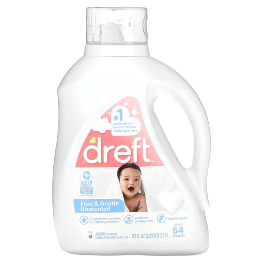 Dreft Baby Detergent - Free & Gentle Unscented, 92 fl oz (2.72 l) - Image 1