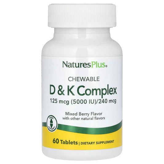 NaturesPlus, Chewable D & K Complex, Mixed Berry, 60 Tablets - Image 1