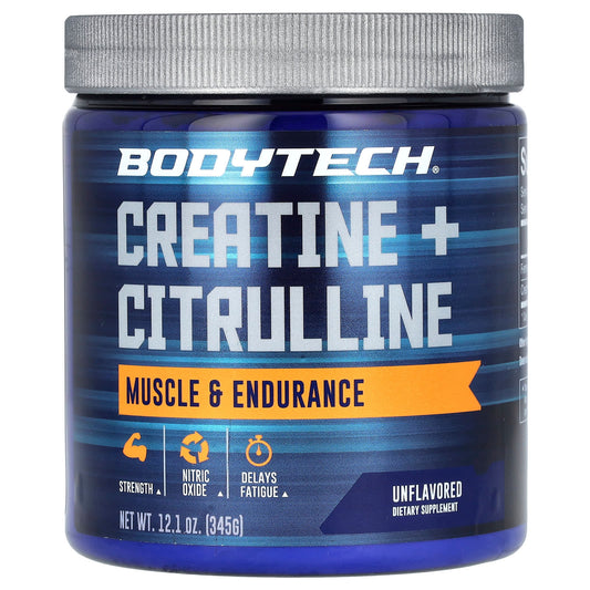 Boost Performance with BodyTech Creatine + Citrulline, Unflavored, 12.1 oz (345 g) - Image 1