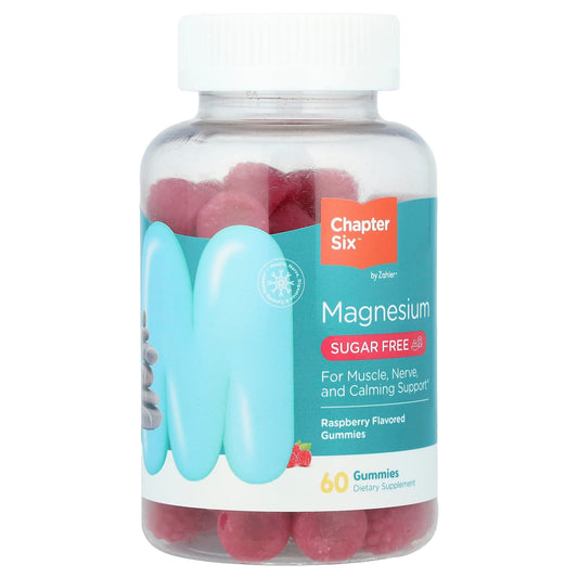 Chapter Six Magnesium Gummies, Sugar-Free, Raspberry, 100mg per Gummy (60 Count) - Image 1
