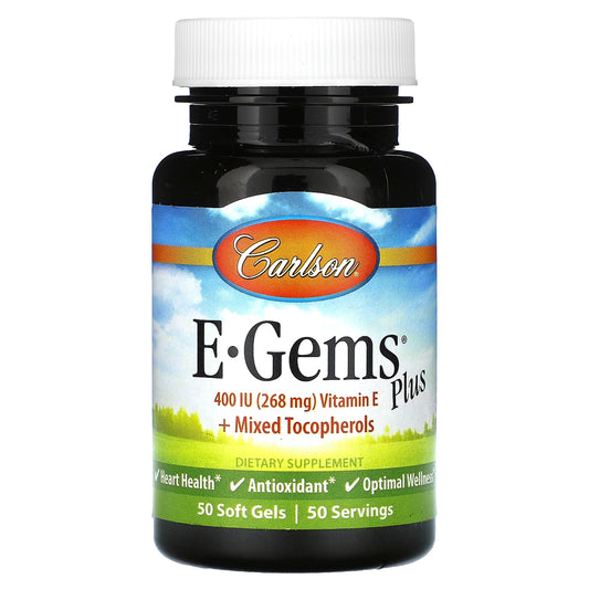 Carlson E-Gems Plus Vitamin E 400 IU 50 Soft Gels - Image 1