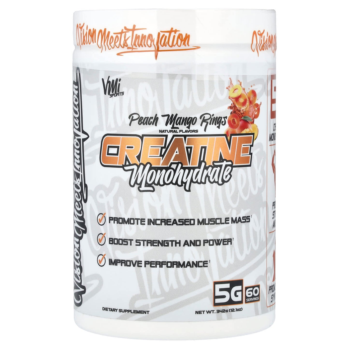 VMI Sports, Creatine Monohydrate, Peach Mango Rings, 12.1 oz (342 g) - Image 1