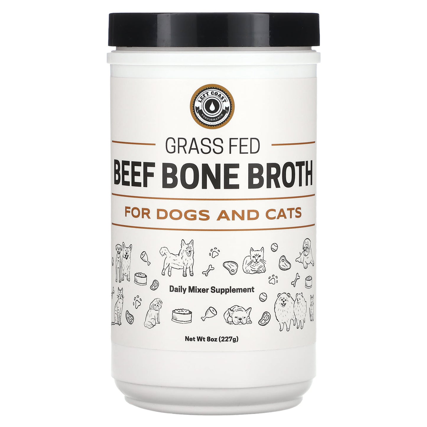 Left Coast Performance, Grass Fed, Beef Bone Broth, For Dogs and Cats, 8 oz (227 g) - Image 1