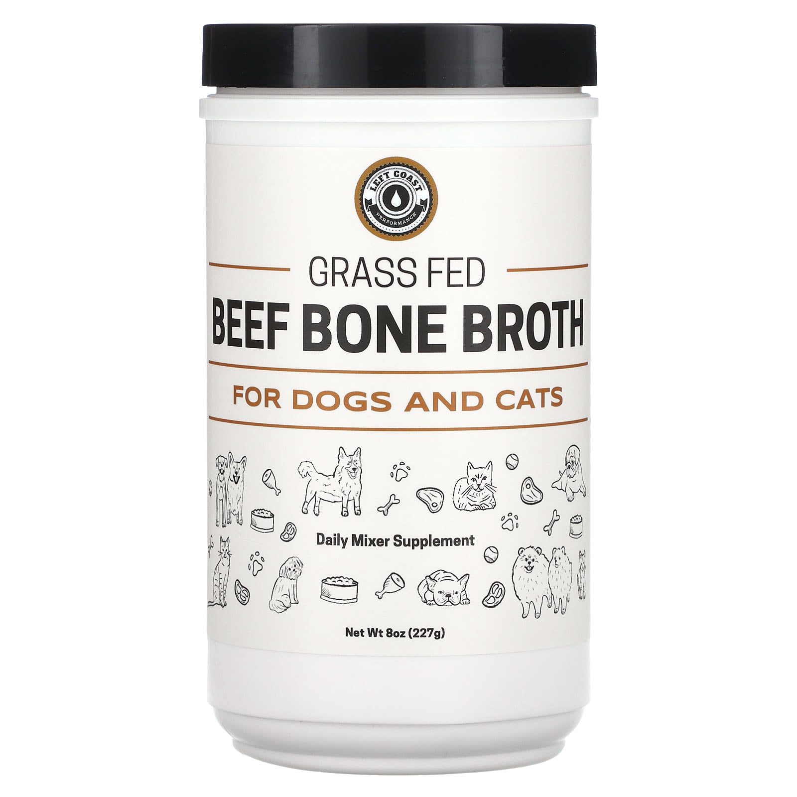 Left Coast Performance, Grass Fed, Beef Bone Broth, For Dogs and Cats, 8 oz (227 g) - Image 1