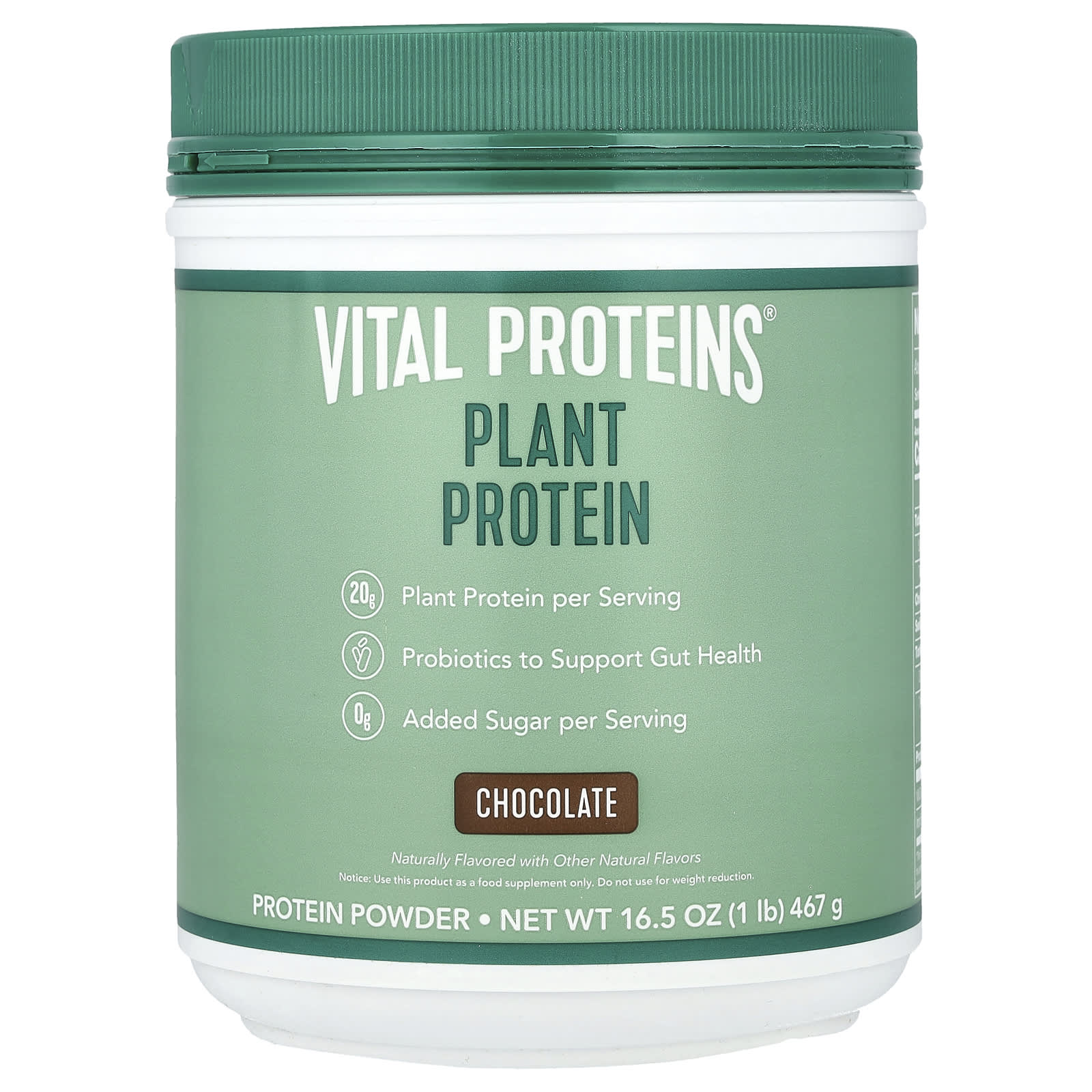 Vital Proteins, Plant Protein, Chocolate, 16.5 oz (467 g) - Image 1