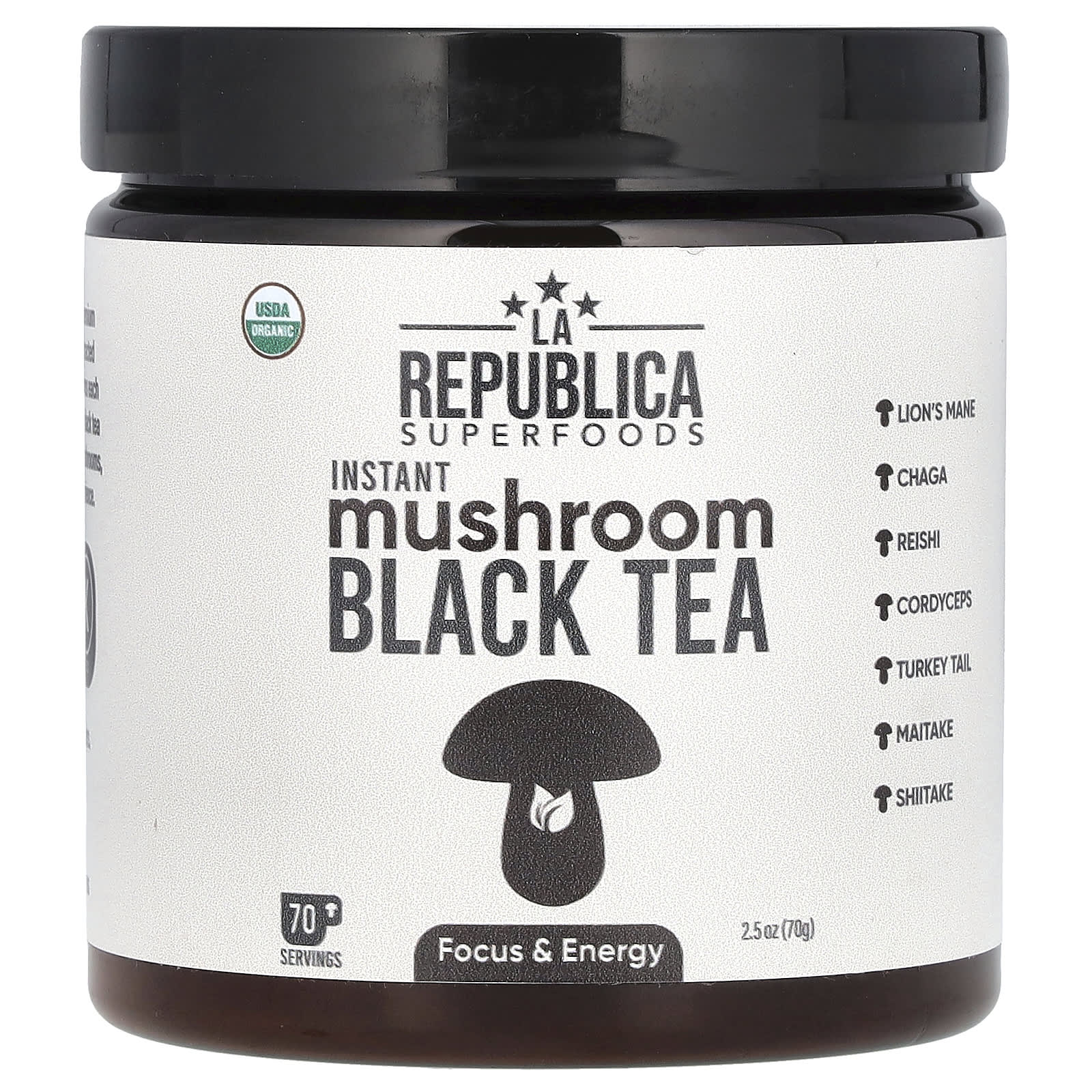 LA Republica, Instant Mushroom Black Tea, 2.5 oz (70 g) - Image 1
