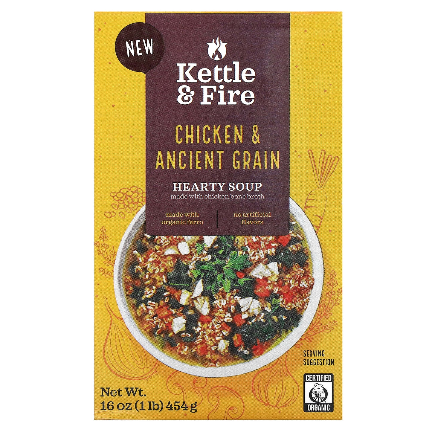 Kettle & Fire, Hearty Soup, Chicken & Ancient Grain, 16 oz (454 g) - Image 1