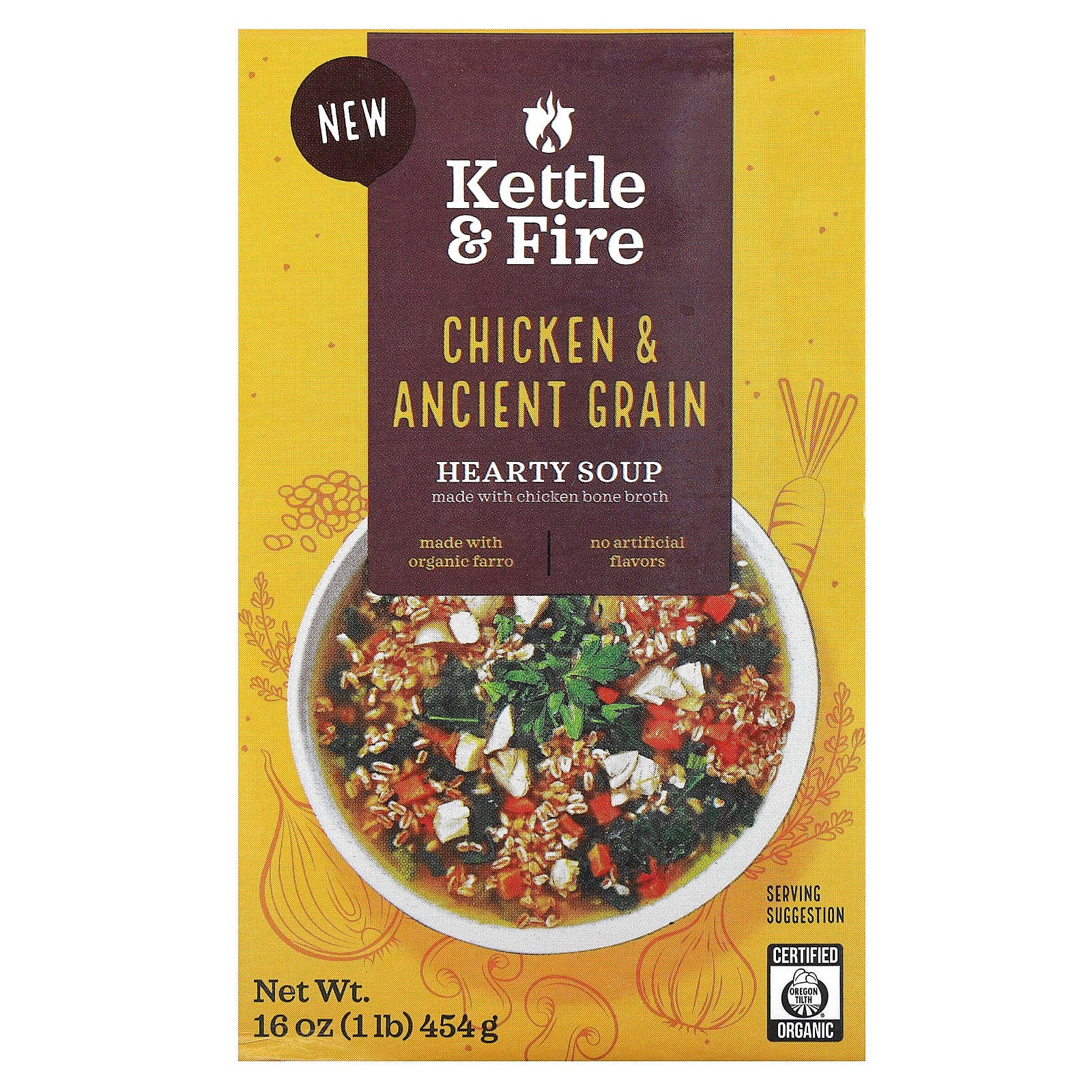 Kettle & Fire, Hearty Soup, Chicken & Ancient Grain, 16 oz (454 g) - Image 1