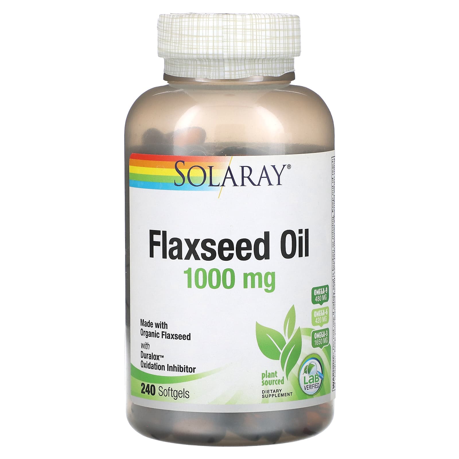 Solaray, Flaxseed Oil, 240 Softgels (333 mg per Softgel) - Image 1