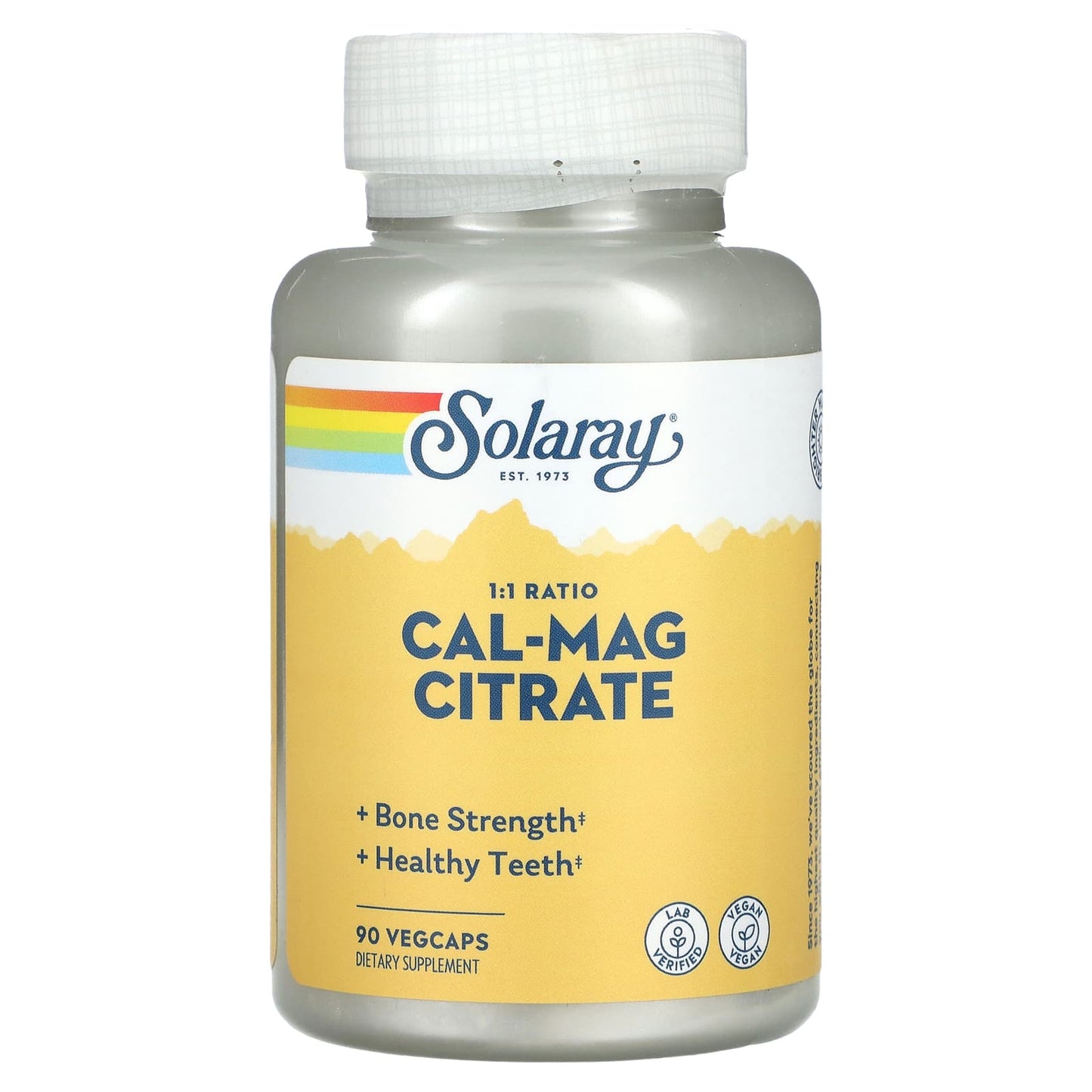 Solaray, Cal-Mag Citrate, 1:1 Ratio, 90 VegCaps - Image 1