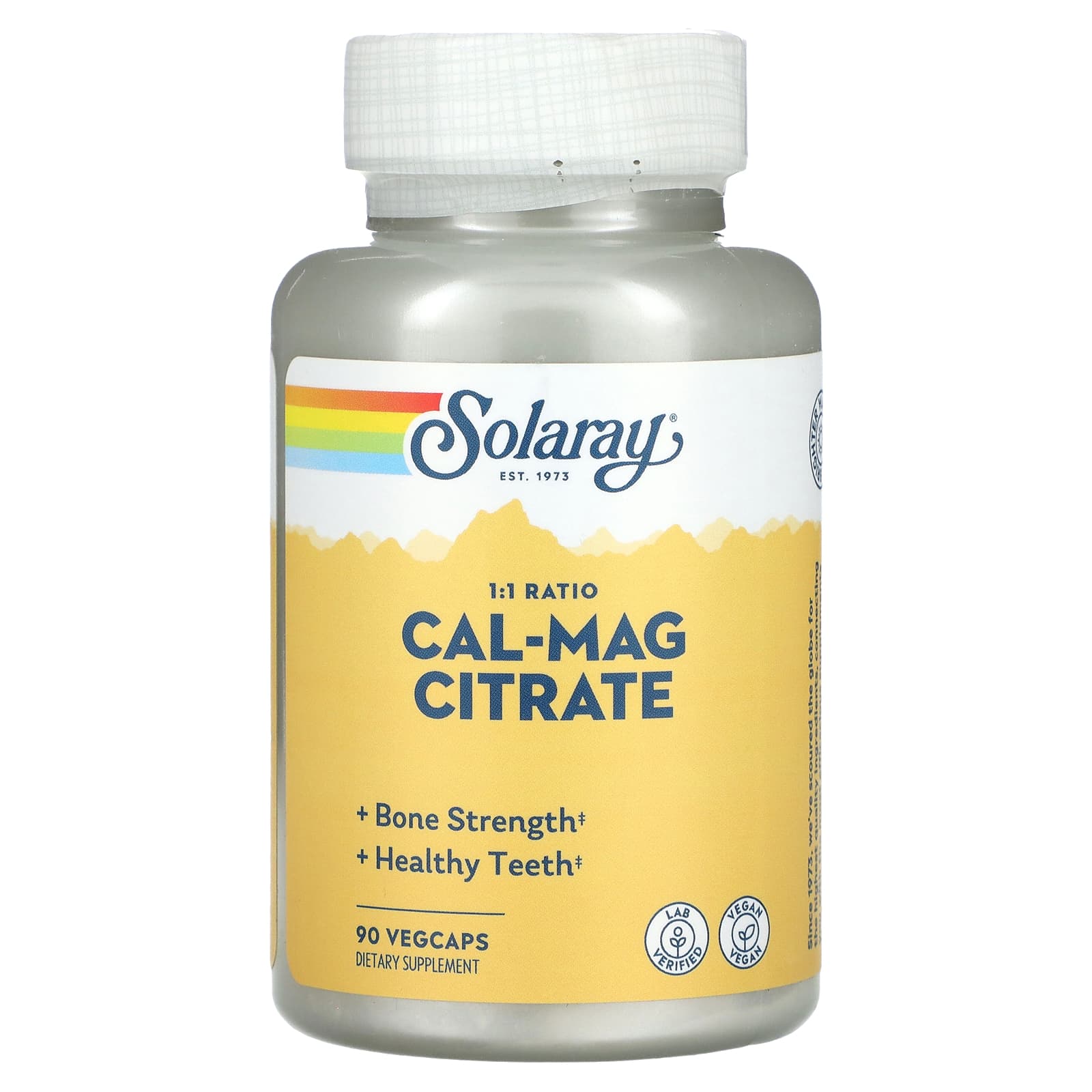 Solaray, Cal-Mag Citrate, 1:1 Ratio, 90 VegCaps - Image 1