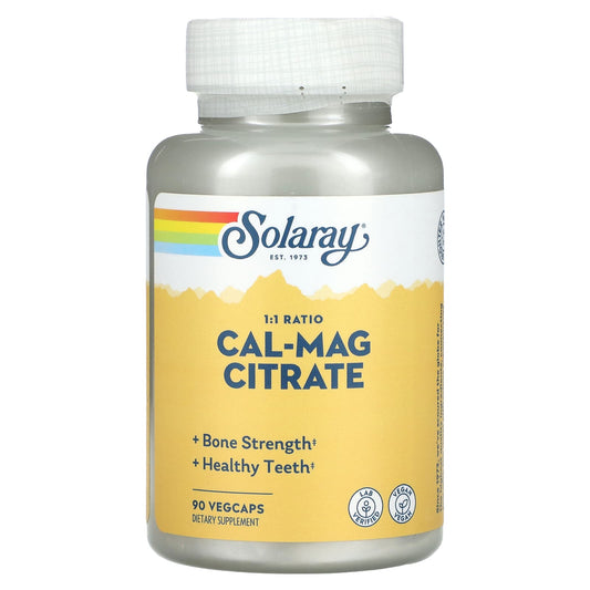 Solaray, Cal-Mag Citrate, 1:1 Ratio, 90 VegCaps - Image 1