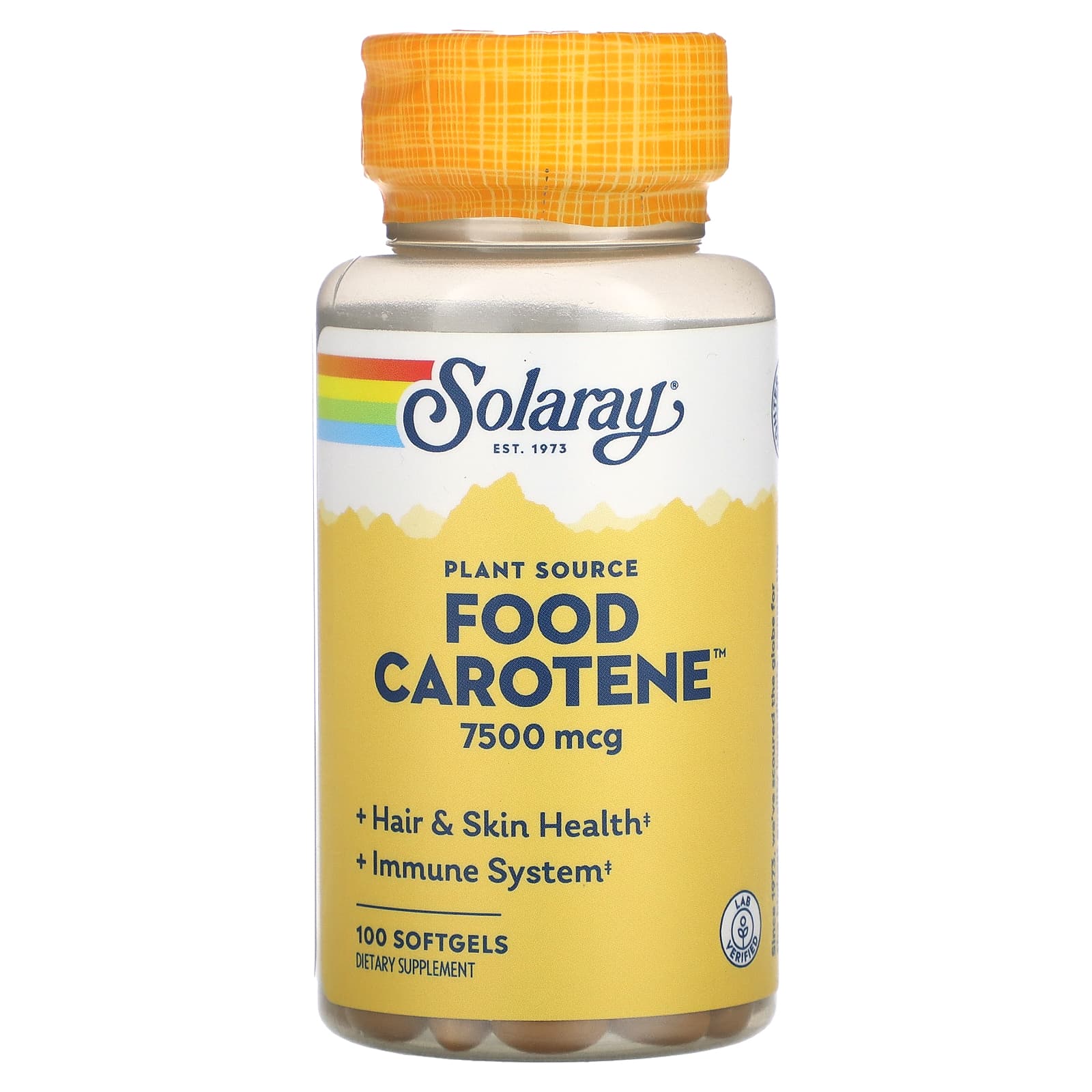 Solaray, Food Carotene, 7,500 mcg, 100 Softgels - Image 1