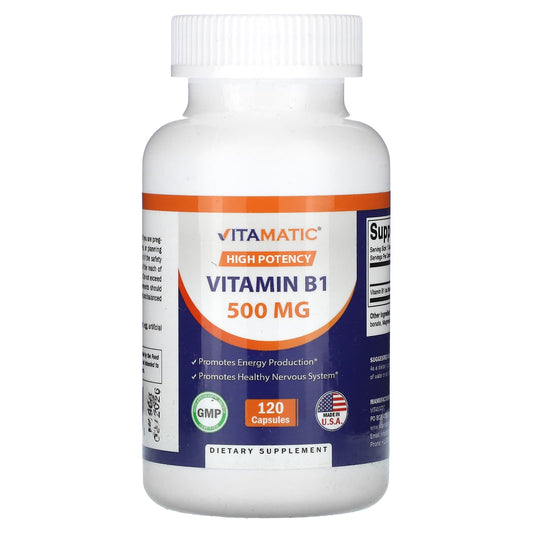 Vitamatic, High Potency, Vitamin B1, 500 mg, 120 Capsules - Image 1
