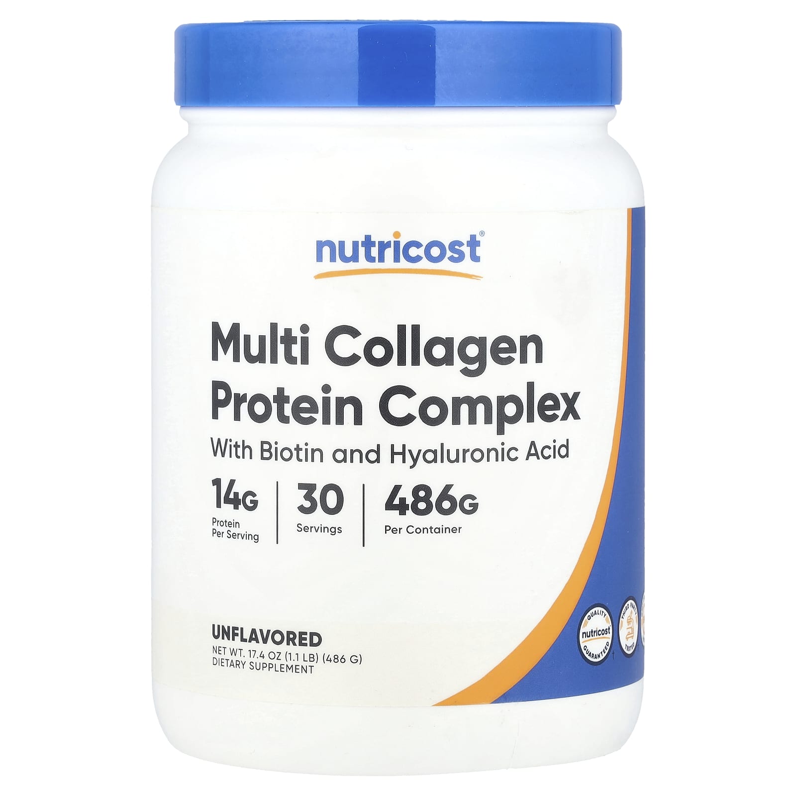 Nutricost, Multi Collagen Protein Complex, Unflavored, 1.1 lb (486 g) - Image 1