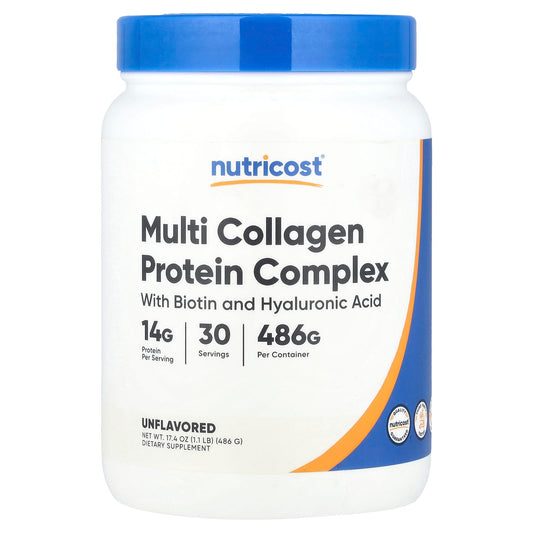 Nutricost, Multi Collagen Protein Complex, Unflavored, 1.1 lb (486 g) - Image 1