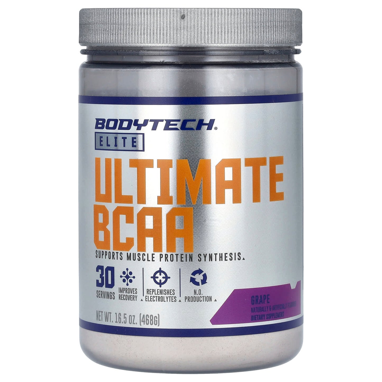 BodyTech Elite Ultimate BCAA Supplement, Grape Flavor, 16.5 oz (468g) - Image 1