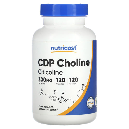 Nutricost, CDP Choline, Citicoline, 300 mg, 120 Capsules - Image 1