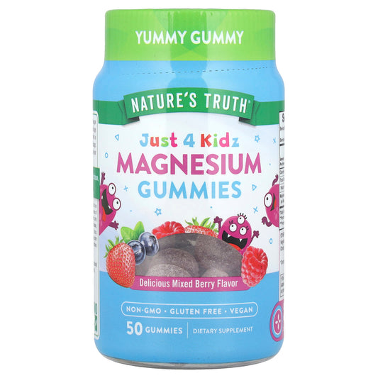 Nature's Truth, Just 4 Kidz, Magnesium Gummies, Delicious Mixed Berry, 50 Gummies - Image 1