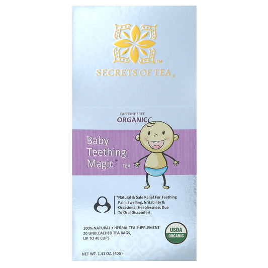 Secrets of Tea, Organic Baby Teething Magic Tea, Caffeine Free, 20 Unbleached Tea Bags, 1.41 oz (40 g) - Image 1