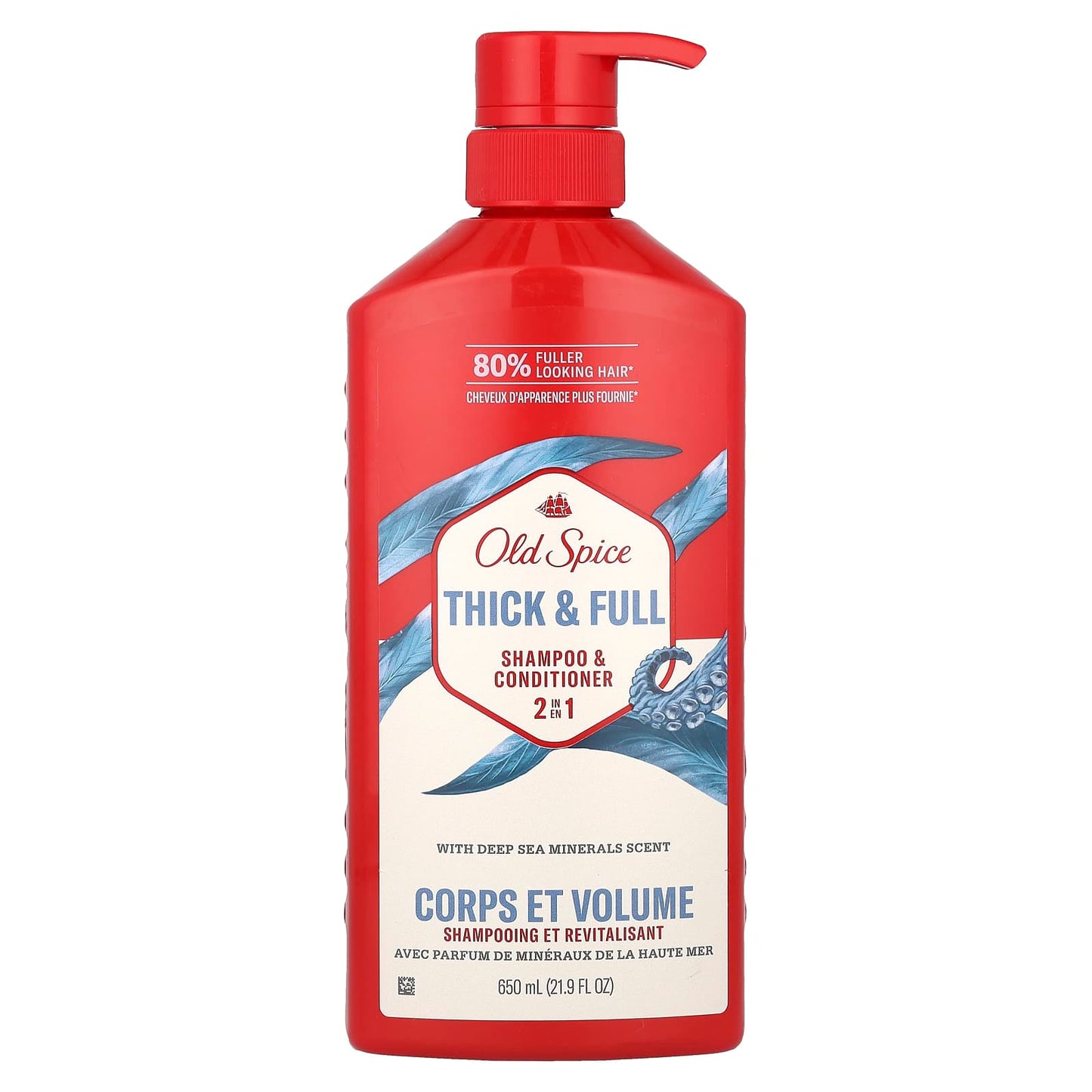Old Spice, 2 in 1 Shampoo & Conditioner, Thick & Full, Deep Sea Minerals, 21.9 fl oz (650 ml) - Image 1