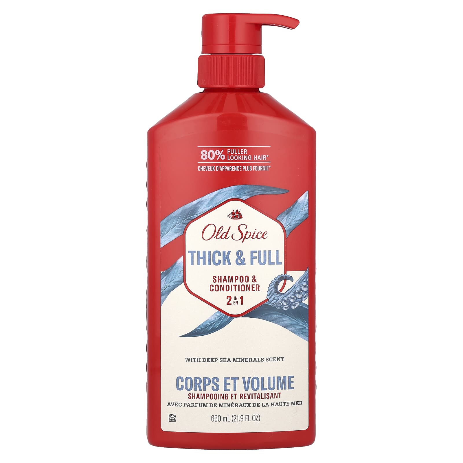 Old Spice, 2 in 1 Shampoo & Conditioner, Thick & Full, Deep Sea Minerals, 21.9 fl oz (650 ml) - Image 1