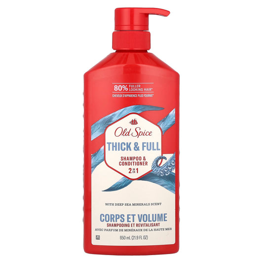 Old Spice, 2 in 1 Shampoo & Conditioner, Thick & Full, Deep Sea Minerals, 21.9 fl oz (650 ml) - Image 1