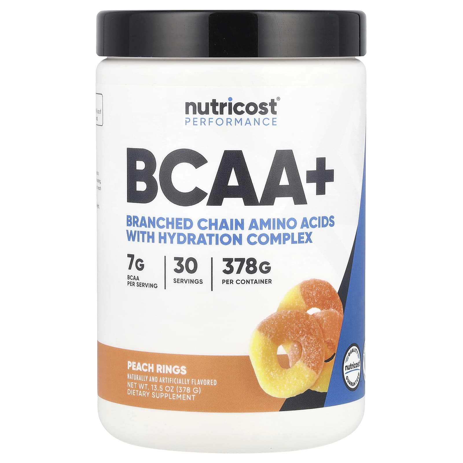 Nutricost, Performance, BCAA+, Peach Rings, 13.5 oz (378 g) - Image 1