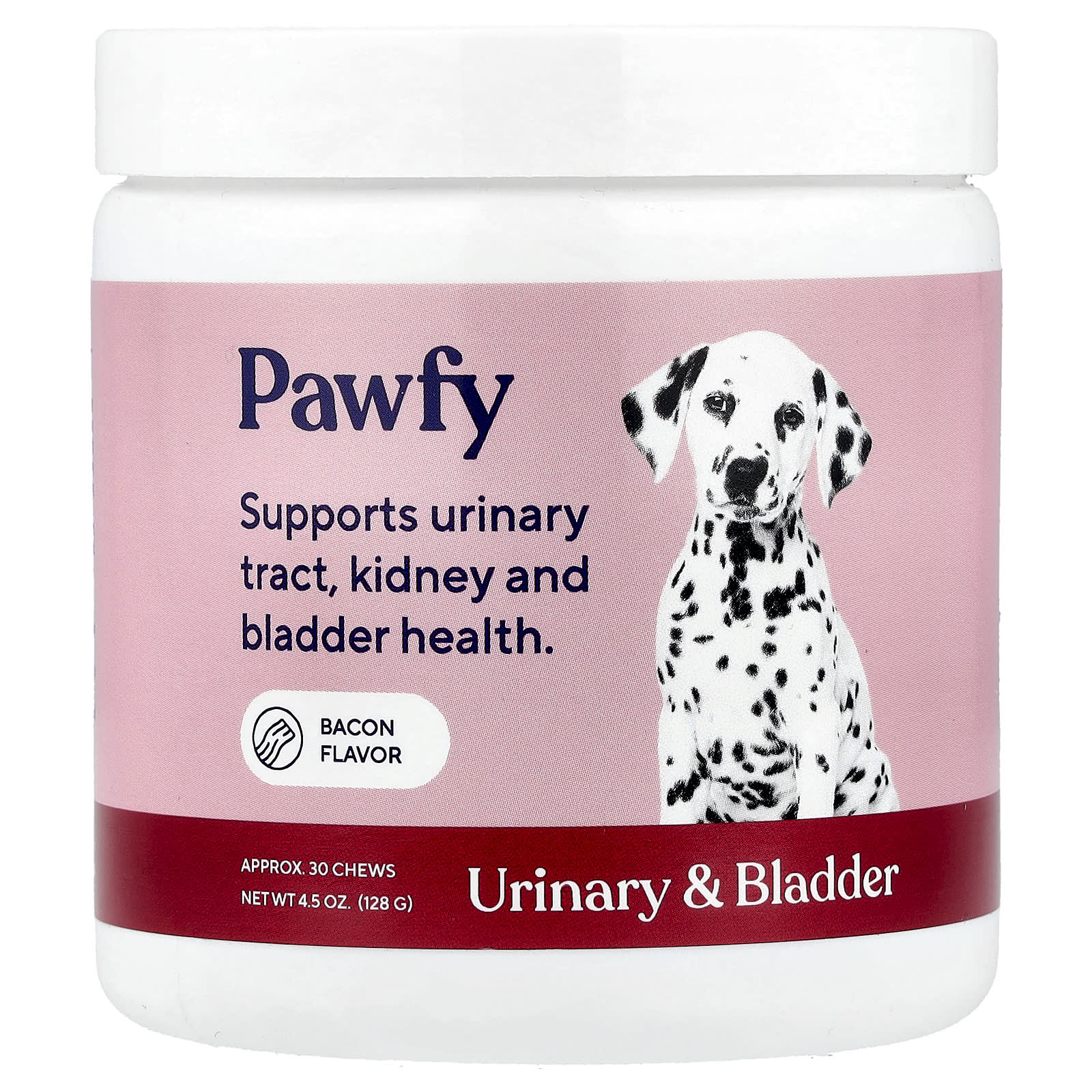 Pawfy, Urinary & Bladder, For Dogs, 6 Months+, Bacon, 30 Chews, 4.5 oz (128 g) - Image 1