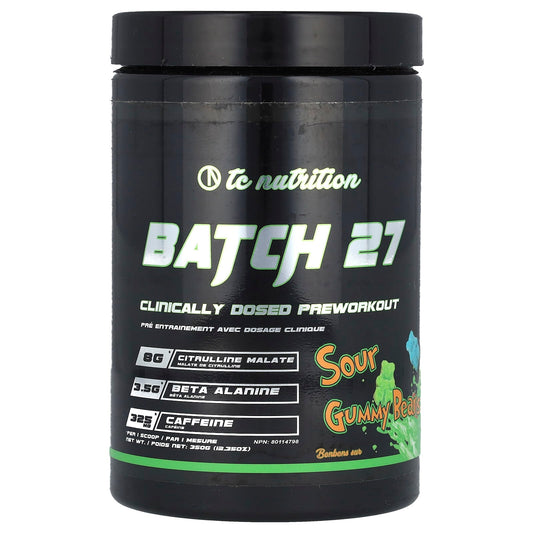 TC Nutrition, Batch 27, Clinically Dosed Preworkout, Sour Gummy Bears, 12.35 oz (350 g) - Image 1