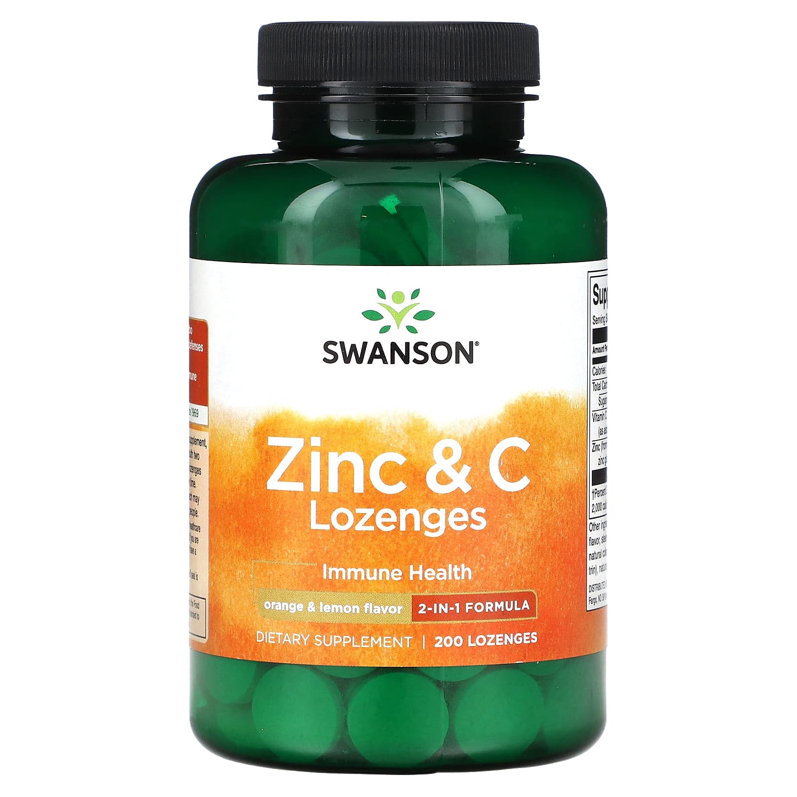 Swanson, Zinc & C Lozenges, Orange & Lemon, 200 Lozenges - Image 1