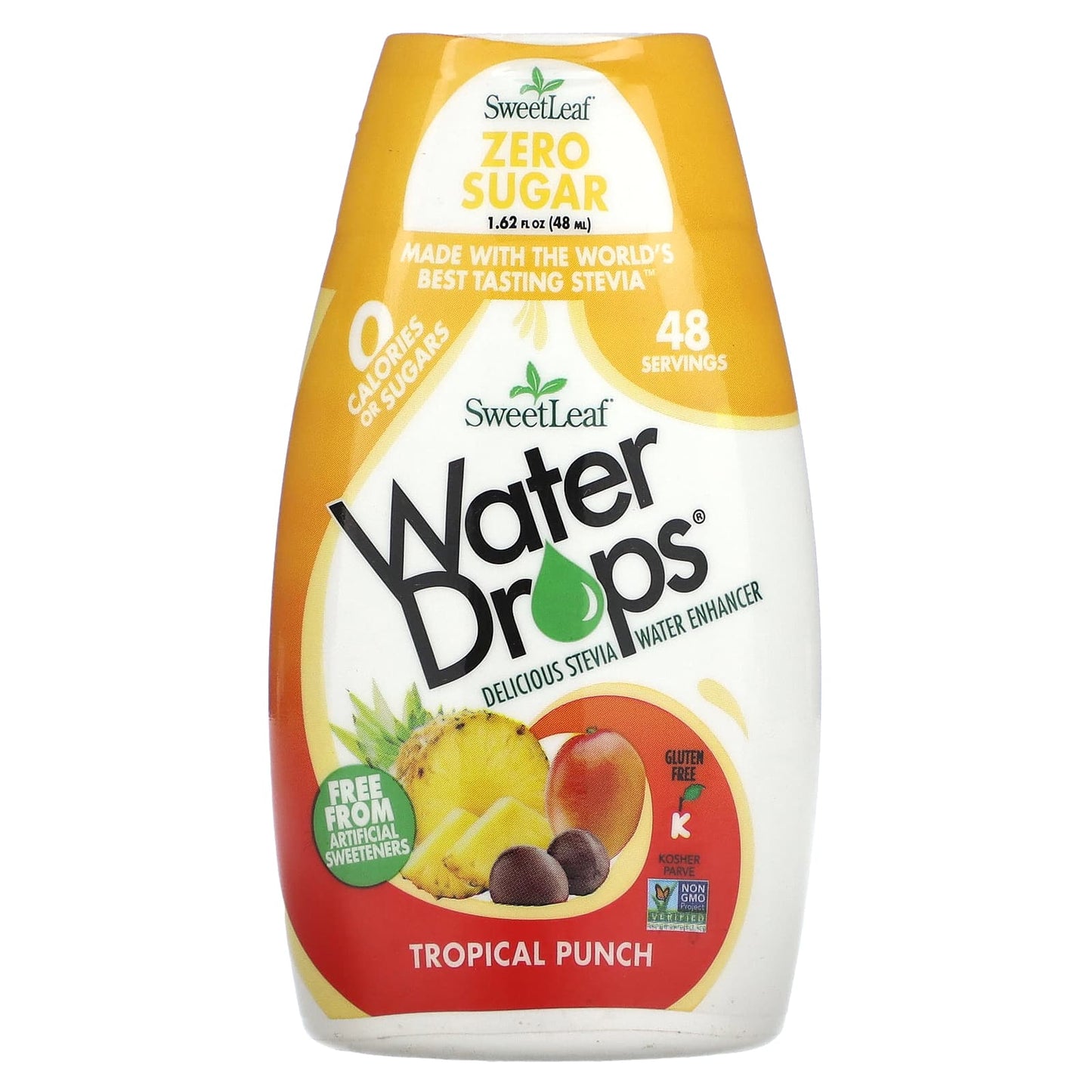 SweetLeaf Stevia, Water Drops, Delicious Stevia Water Enhancer, Tropical Punch, 1.62 fl oz (48 ml) - Image 1