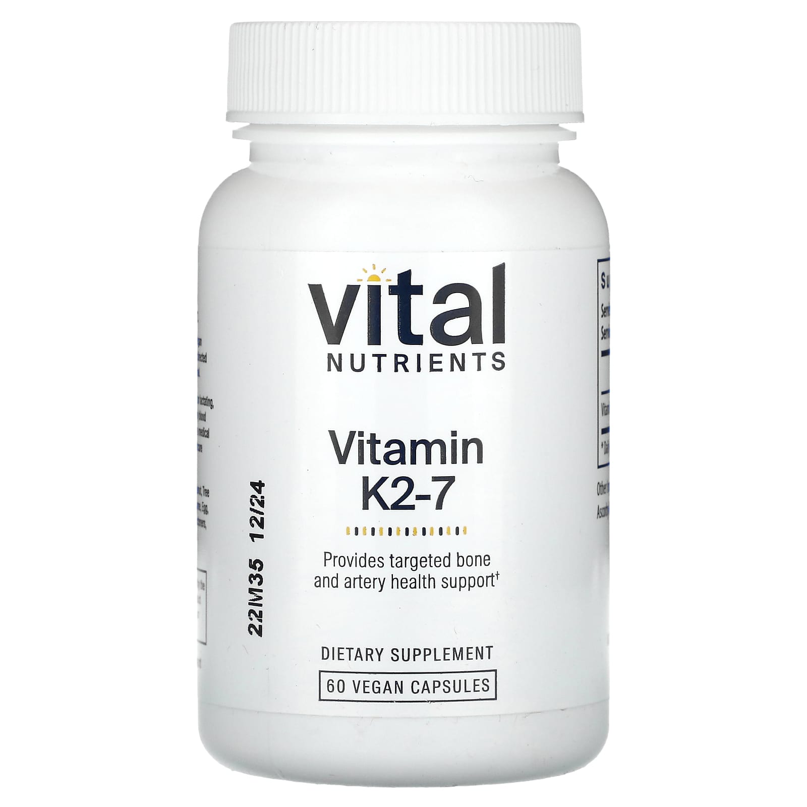 Vital Nutrients, Vitamin K2-7, 60 Vegan Capsules (180 mcg per Capsule) - Image 1