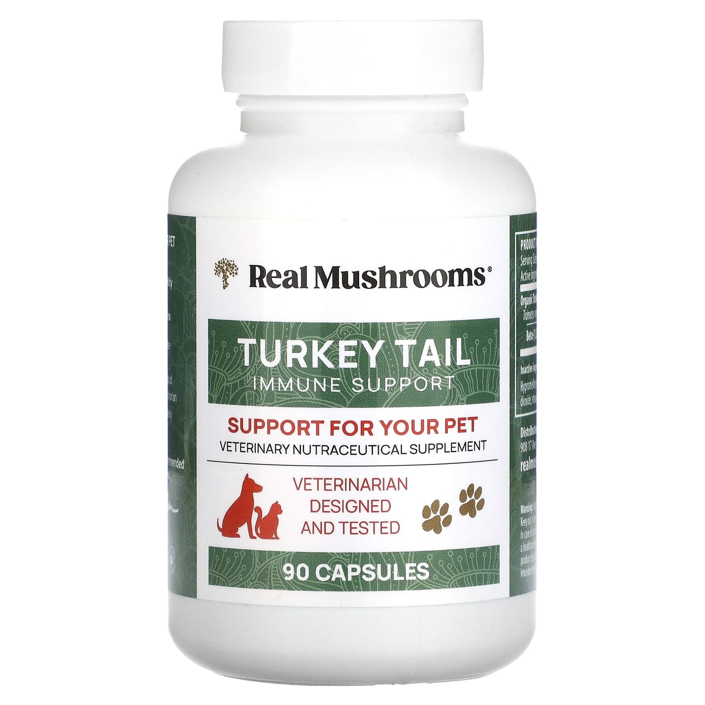 Real Mushrooms, Turkey Tail, Support for Your Pet, 90 Capsules - Image 1