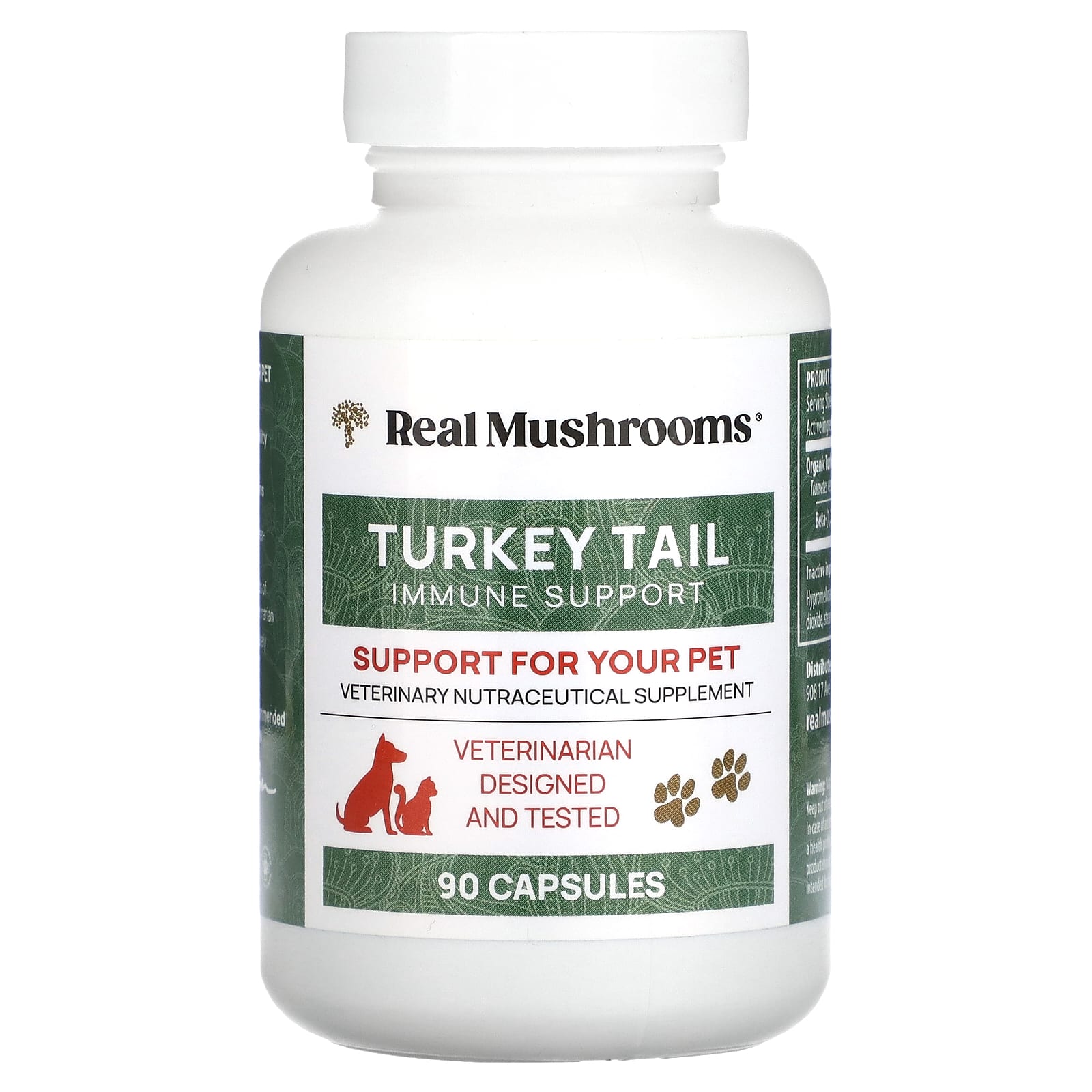 Real Mushrooms, Turkey Tail, Support for Your Pet, 90 Capsules - Image 1