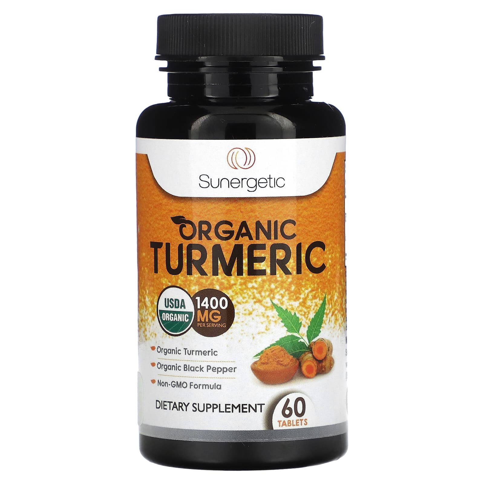 Sunergetic, Organic Turmeric, 1400 mg, 60 Tablets - Image 1