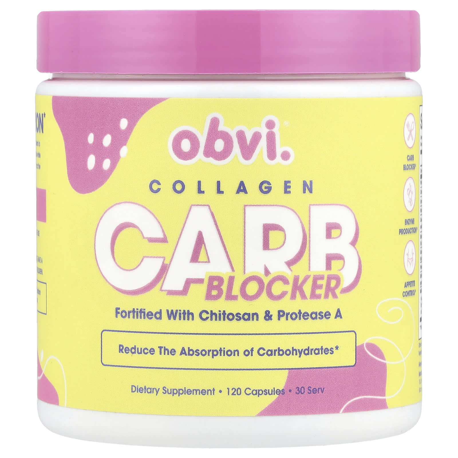 Obvi, Collagen Carb Blocker, 120 Capsules - Image 1