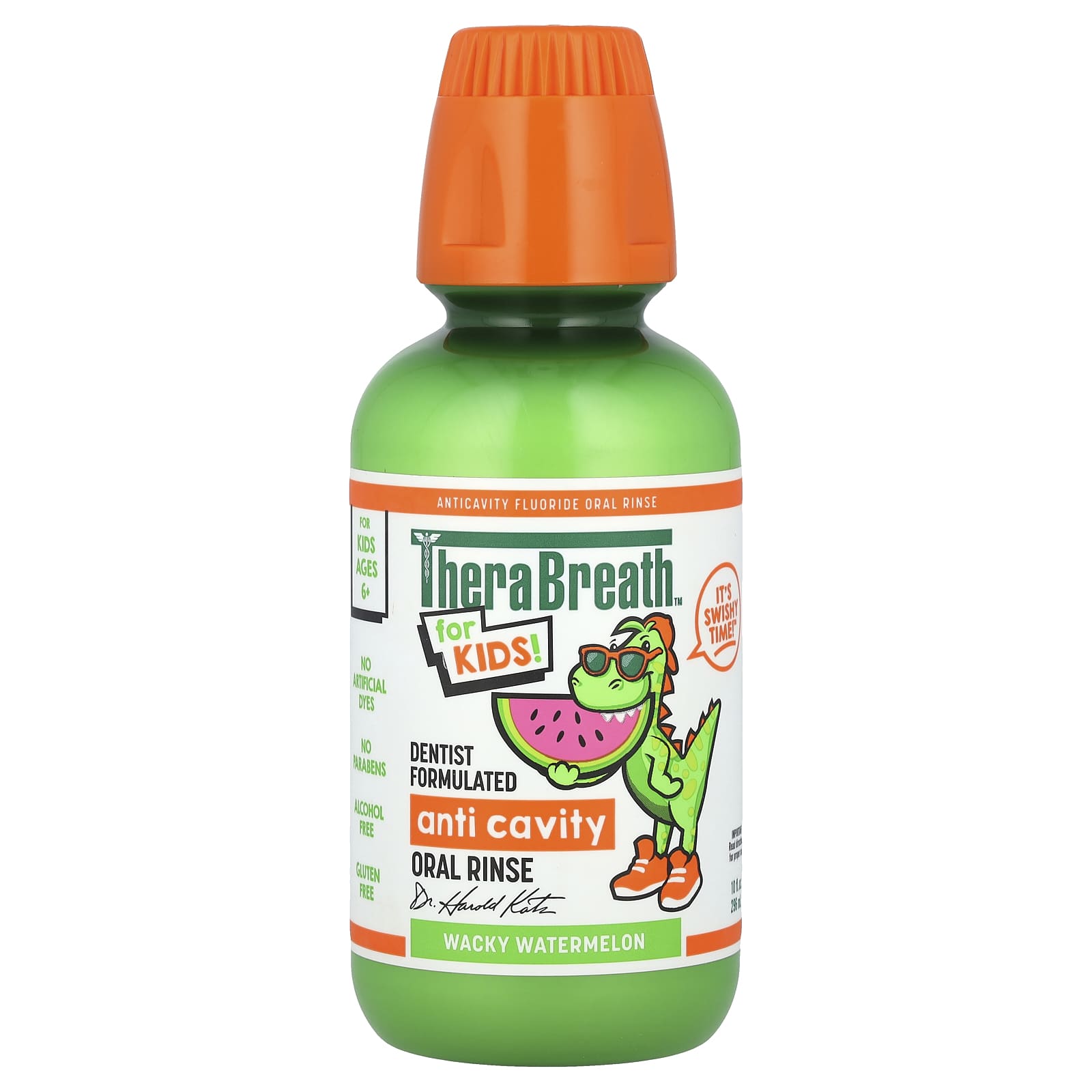 TheraBreath, For Kids! Anti Cavity Oral Rinse,  Ages 6+, Wacky Watermelon, 10 fl oz (296 ml) - Image 1