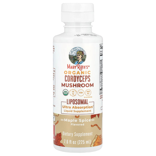 MaryRuth's, Organic Cordyceps Mushroom Liposomal, Maple Spice, 7.6 fl oz (225 ml) - Image 1